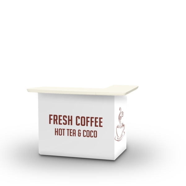 Coffee Bar White Portable Pop-Up Bar - L-Shaped Portable Bar (Closeout)