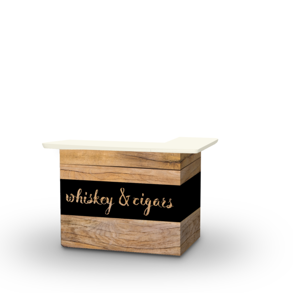 Whiskey & Cigars Bar Portable Pop-Up Bar - L-Shaped Portable Bar (Closeout)
