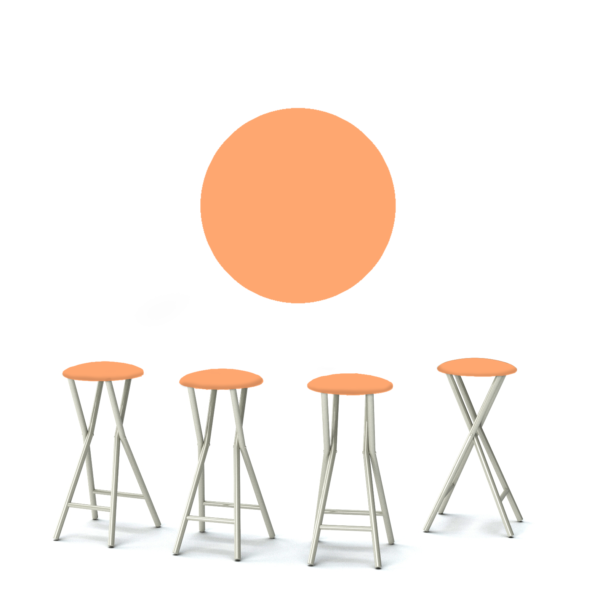 Solid Peach Portable Pop-Up Bar - 30" Padded Bar Stools - Set of 4 (Closeout)