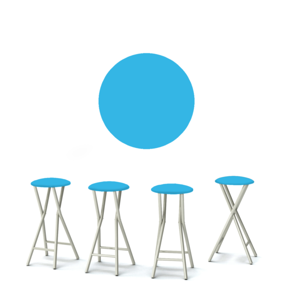 Solid Sky Blue Portable Pop-Up Bar - 30" Padded Bar Stools - Set of 4 (Closeout)