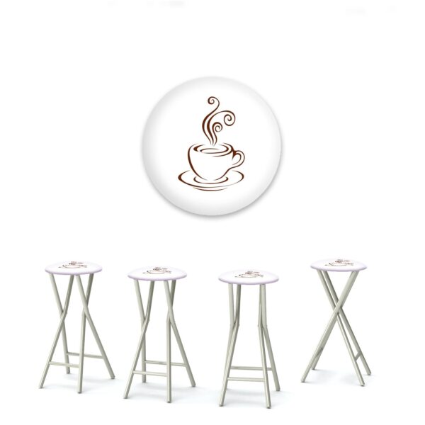 Coffee Bar White Portable Pop-Up Bar - 30" Padded Bar Stools - Set of 4 (Closeout)