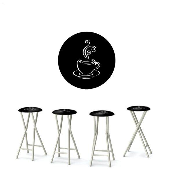 Coffee Bar Black Portable Pop-Up Bar - 30" Padded Bar Stools - Set of 4 (Closeout)