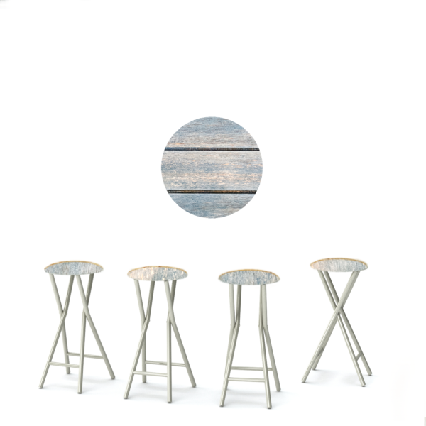 Blue Wood Horizontal Portable Pop-Up Bar - 30" Padded Bar Stools - Set of 4 (Closeout)