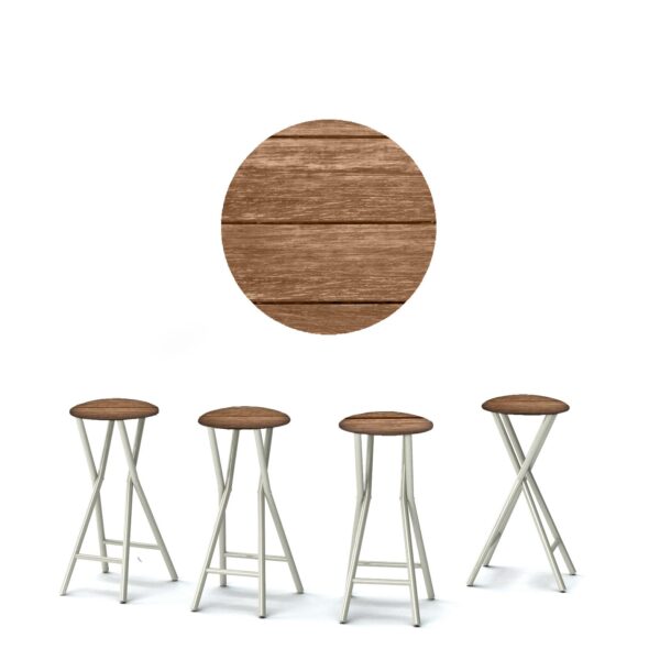 Medium Wood Portable Pop-Up Bar - 30" Padded Bar Stools - Set of 4 (Closeout)