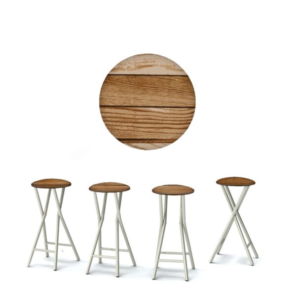 Vintage Wood Portable Pop-Up Bar - 30" Padded Bar Stools - Set of 4 (Closeout)