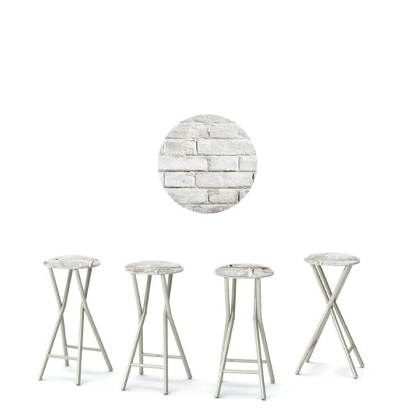White Cinder Block Portable Pop-Up Bar - 30" Padded Bar Stools - Set of 4 (Closeout)
