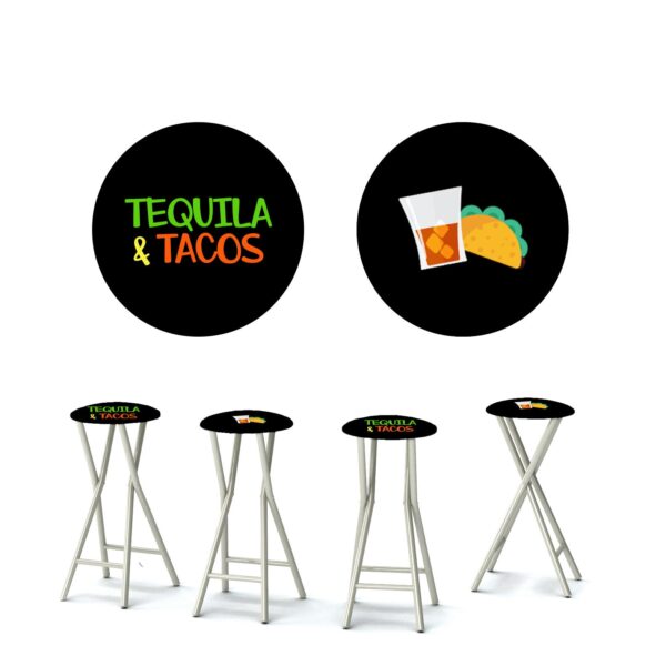 Tequila and Tacos Portable Pop-Up Bar - 30" Padded Bar Stools - Set of 4 (Closeout)