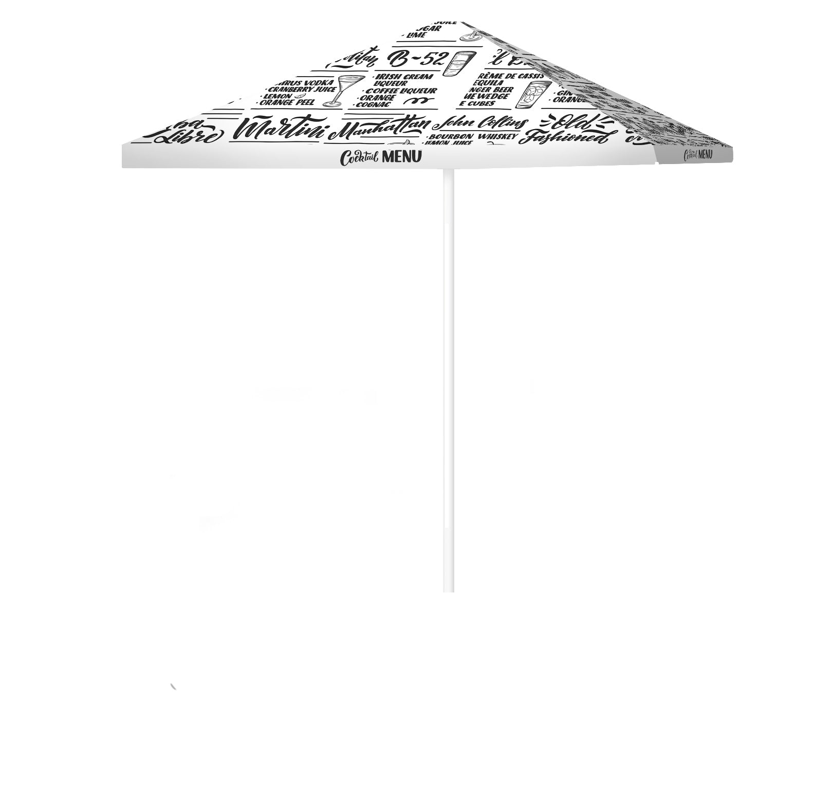 Cocktail Menu 8 ft Tall Square Umbrella