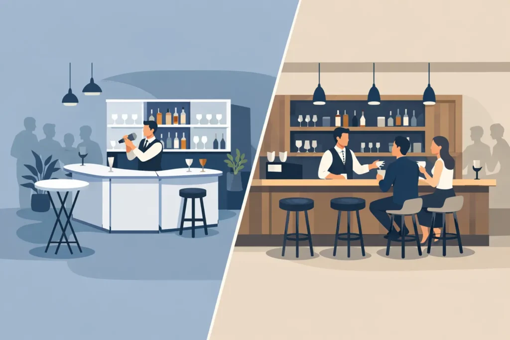 Modular Bar Versus Fixed Counter for Events