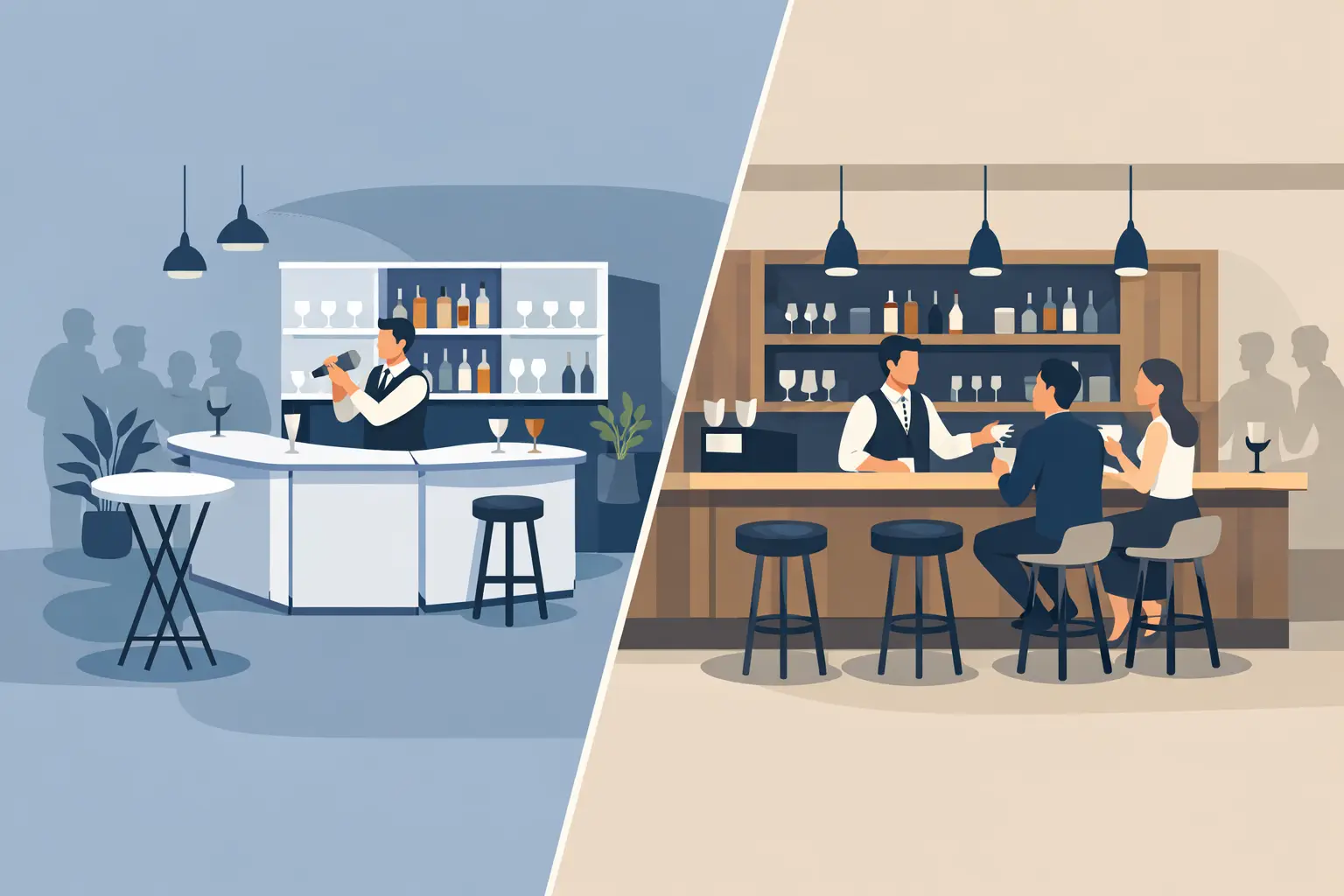 Modular Bar Versus Fixed Counter for Events