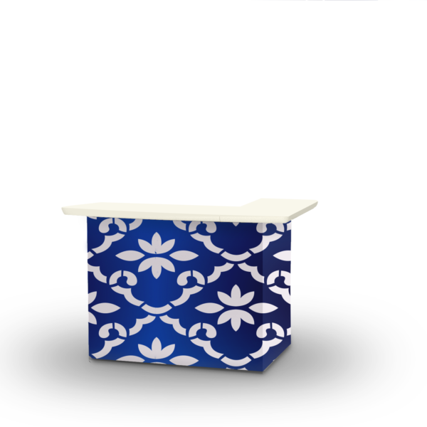 Garden Party - White/Celtic Blue - Large - L-Shaped Portable Bar (Closeout)