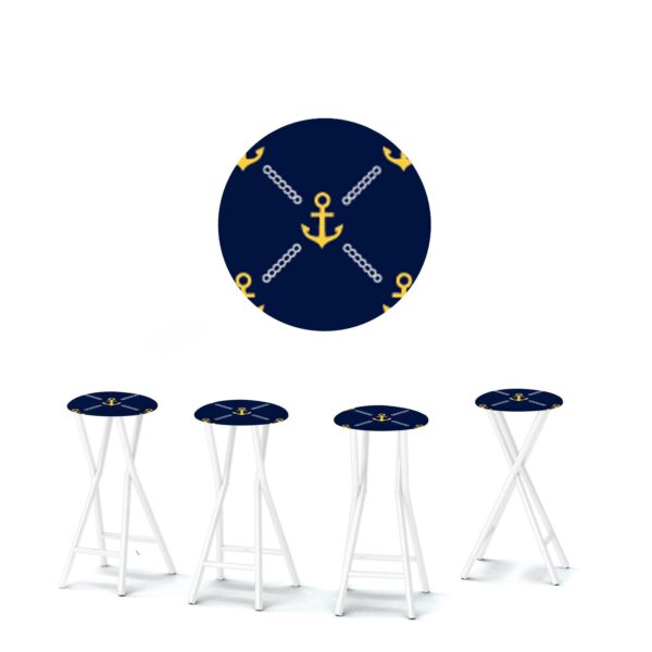 Anchors Away Navy/Gold/White - 30" Padded Bar Stools - Set of 4 (Closeout)