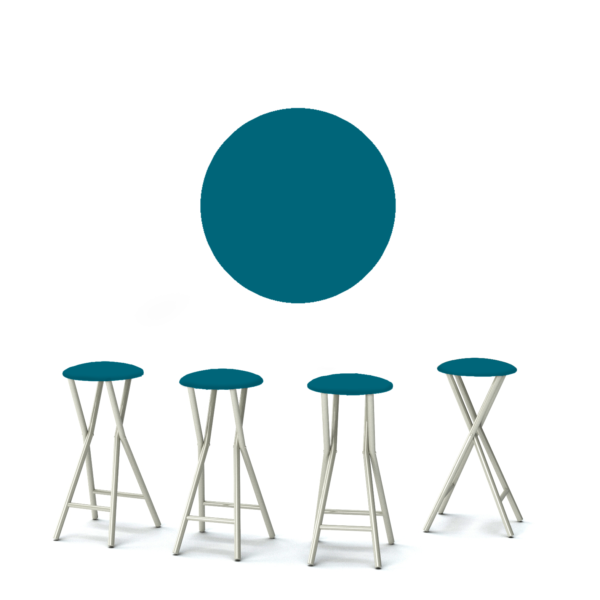 Solid Sea Blue Portable Pop-Up Bar - 30" Padded Bar Stools - Set of 4 (Closeout)
