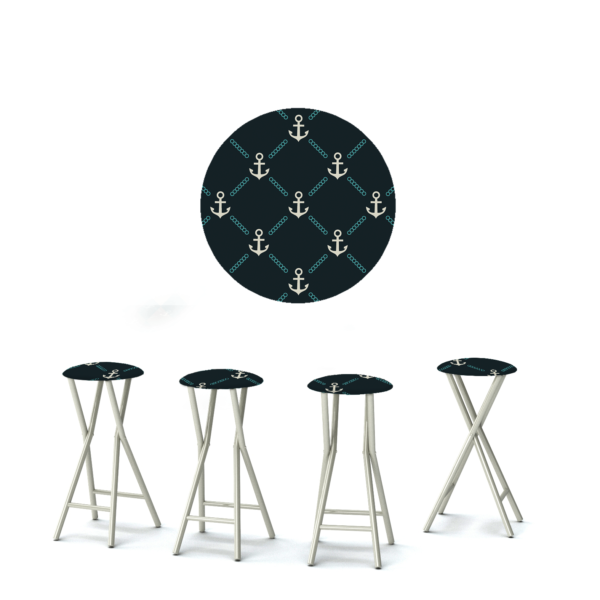 Anchors Away Grey/Teal/Navy - 30" Padded Bar Stools - Set of 4 (Closeout)