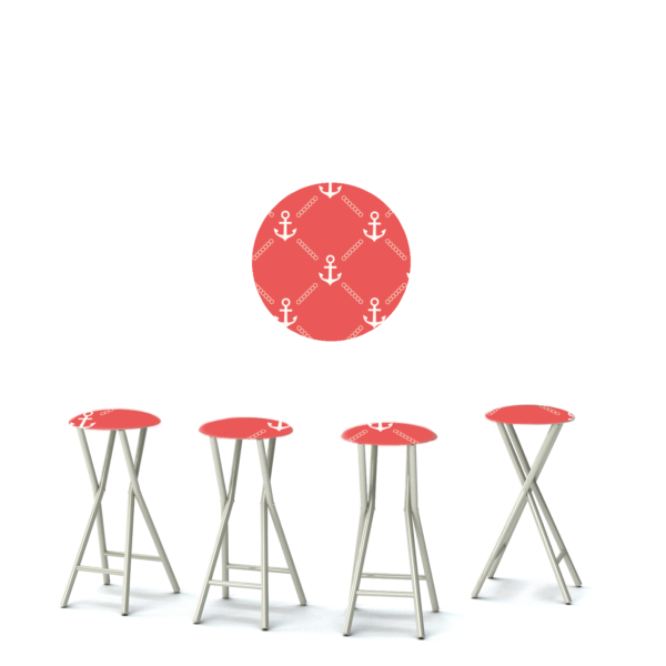 Anchors Away White/Red - 30" Padded Bar Stools - Set of 4 (Closeout)