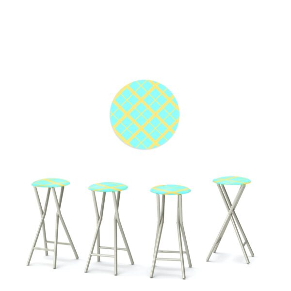 Caddy Plaid Mint Lemonade - 30" Padded Bar Stools - Set of 4 (Closeout)