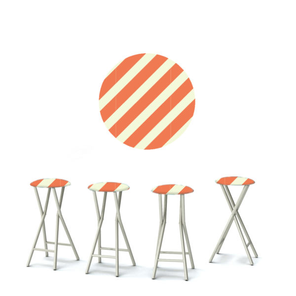 Candy Striper Orange Sherbet - 30" Padded Bar Stools - Set of 4 (Closeout)