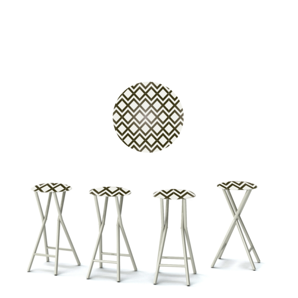 Chevron Brass/White - 30" Padded Bar Stools - Set of 4 (Closeout)