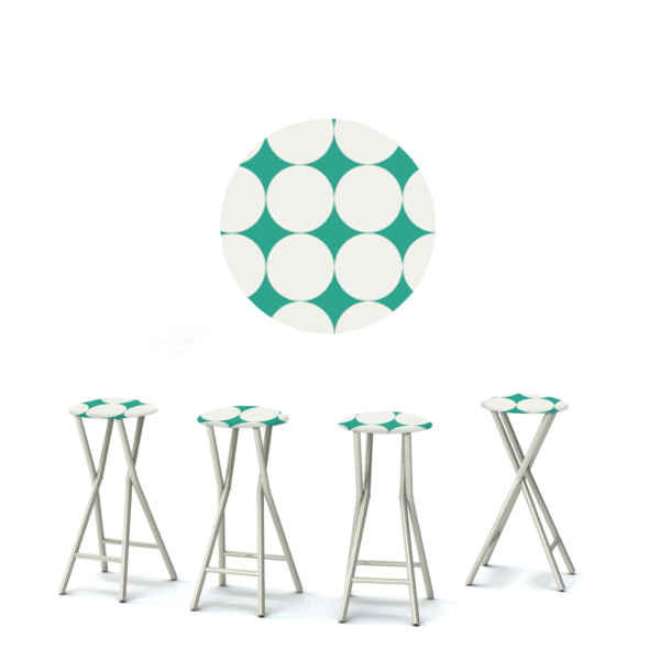 Diamonds & Dots - Teal/White - Large - 30" Padded Bar Stools - Set of 4 (Closeout)