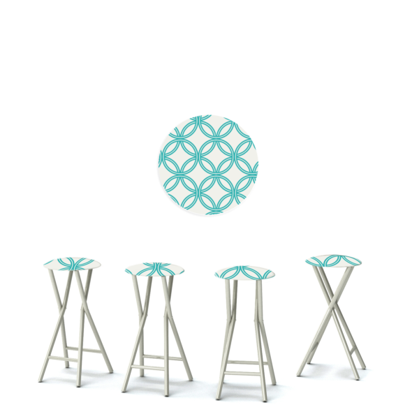 Eternity Cirles - Teal/White - 30" Padded Bar Stools - Set of 4 (Closeout)