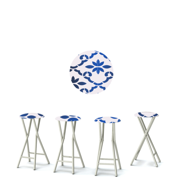 Garden Party - Celtic Blue/White - Large - 30" Padded Bar Stools - Set of 4 (Closeout)