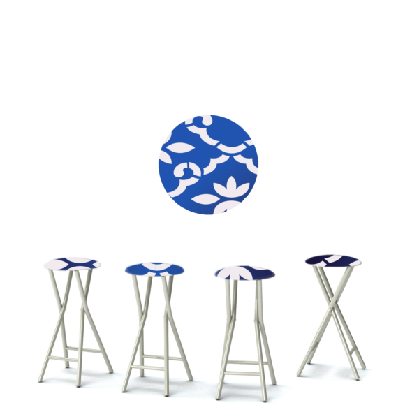 Garden Party - White/Celtic Blue - Large - 30" Padded Bar Stools - Set of 4 (Closeout)