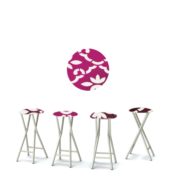 Garden Party - White/Magenta - Large - 30" Padded Bar Stools - Set of 4 (Closeout)