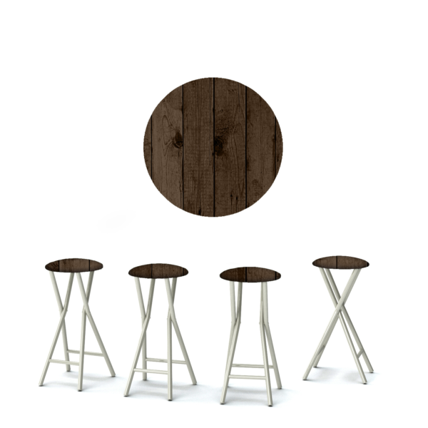 Dark Wood Portable Pop-Up Bar - 30" Padded Bar Stools - Set of 4 (Closeout)