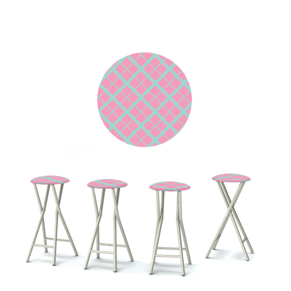 Caddy Plaid Teal Pink - 30" Padded Bar Stools - Set of 4 (Closeout)